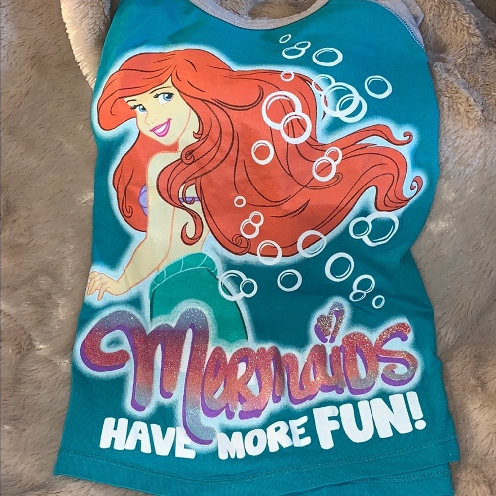 Disney 3/4 Sleeve Ariel Two Tone Tee Shirt